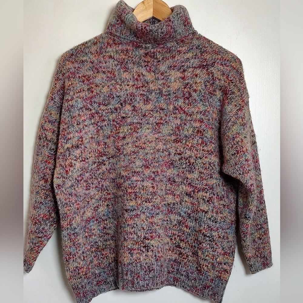 Vintage Express Multicolor Alpaca Wool Blend Turtleneck Sweater